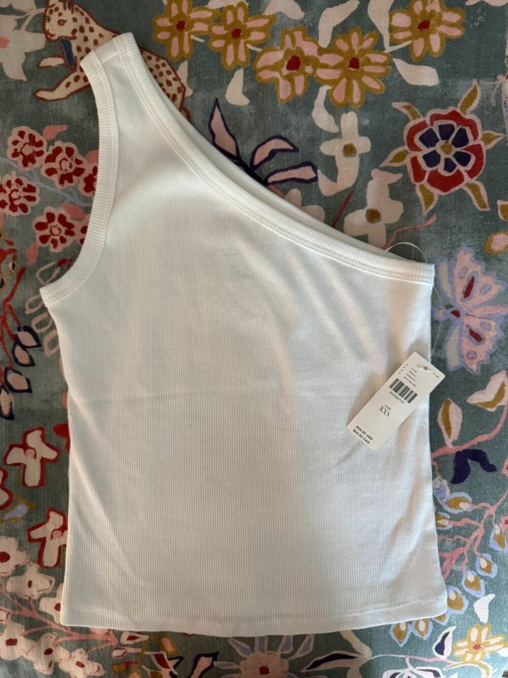 Anthropologie Pilcro white ribbed one shoulder top size XXS